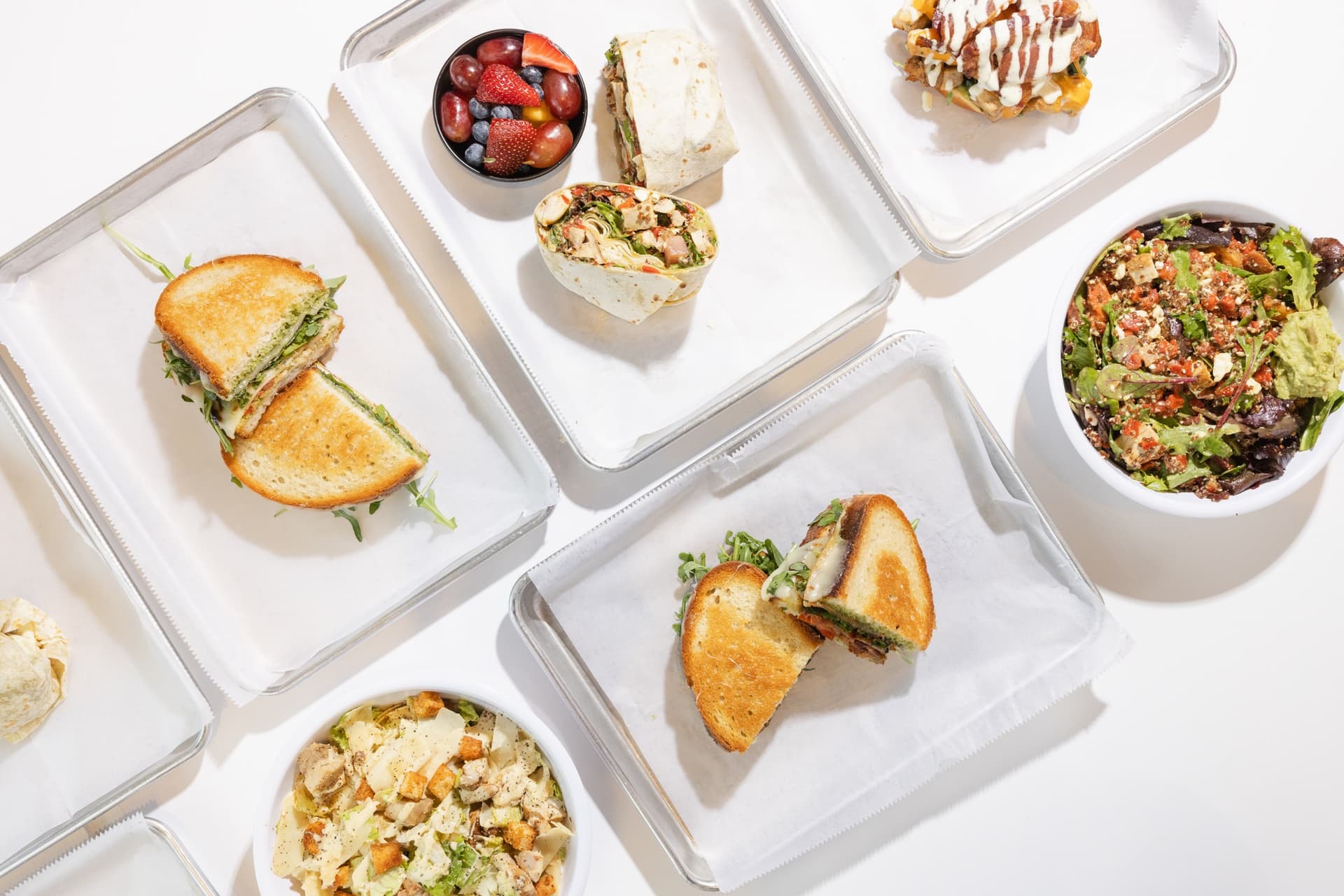 Comfort Fuel corporate catering spread — full setup
